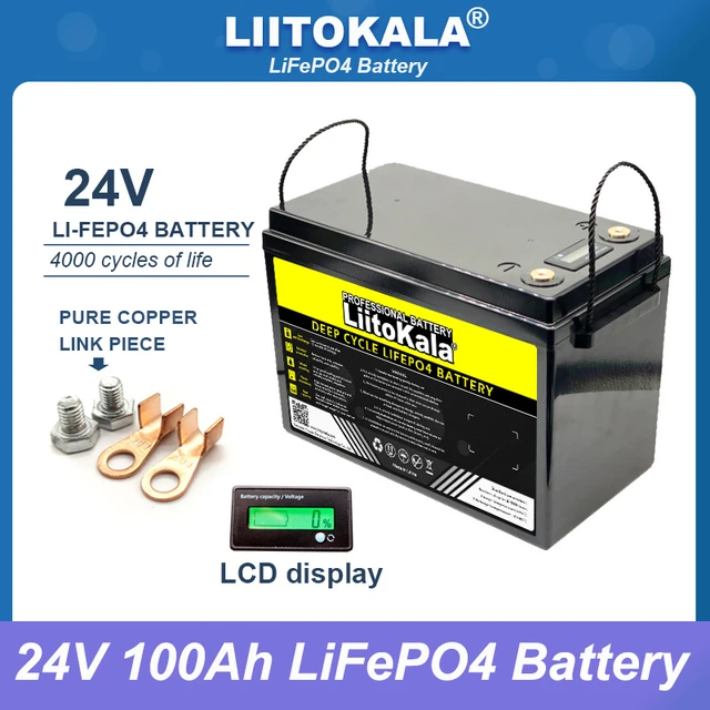 Liitokala 24V 8 string 100AH LiFePO4 Battery Lithium Iron Phosphate 25.6v inverter  Car lighter Batteries 29.2V Charger Tax Free - AliExpress