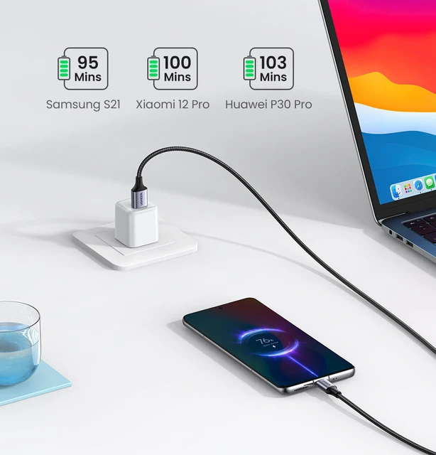 Ugreen Cable USB-A To USB-C Fast Charging 3M White - الدهماني للاتصالات  Aldahmani Telecom