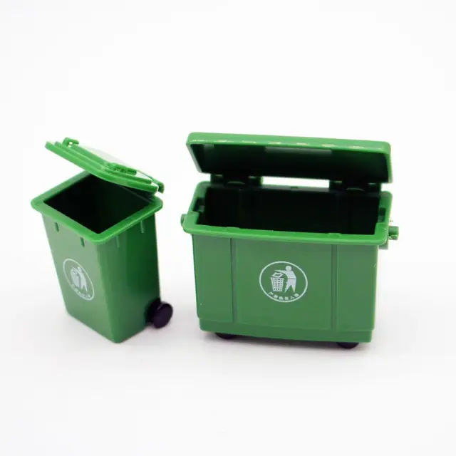 Mini Sanitation Trash Cans Model 1 Set 1:12 Dollhouse Miniature Trash Can Toy Simulation Garbage Trash Bin Doll House Decor 3