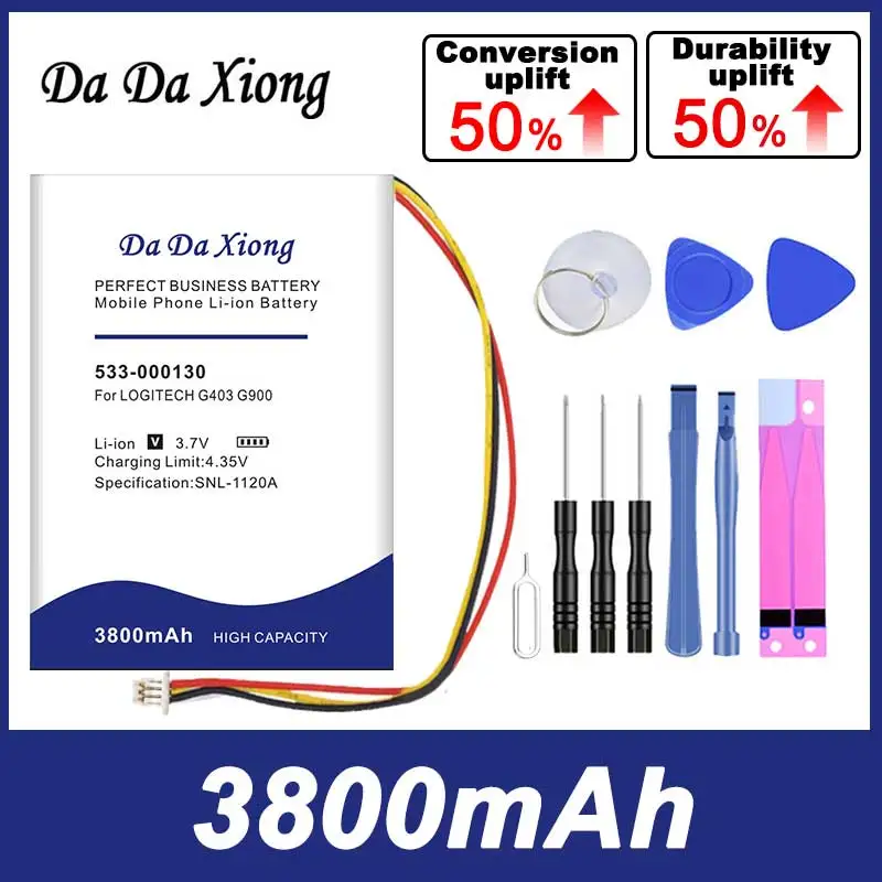 Batteria Dadaxiong 0 Ciclo 2800Mah 533-000130 Per Accumulatore Di Ricambio Mouse Wireless Logitech G403 G900 G903 G703 X100