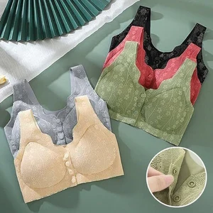 Front Buckle Lace Bra Wireless For Women Lace Bra U-Shaped Back Lightweight Bralette Lace Breathable Women Clothes