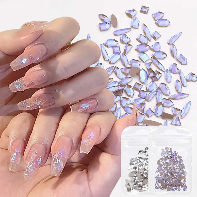 Clear Crystals AB Gold Sliver Mix Sizes Glass 3D Nail Art Rhinestones Beads  Manicures For Nails