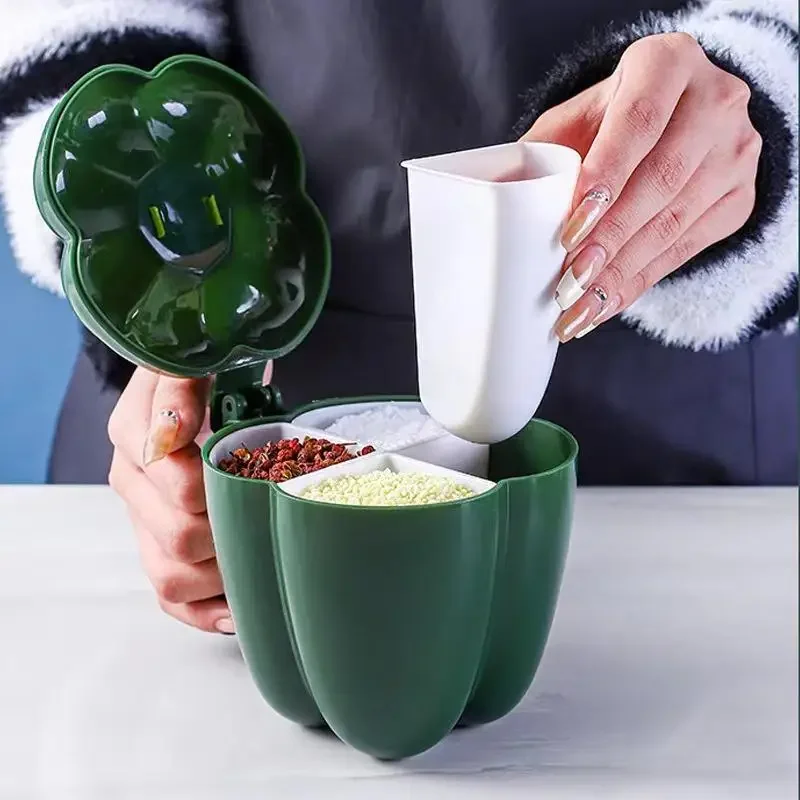 Description Picture 5 of item4 In 1 Plastic Creative Seasoning Jar Container With Spoon Chili Shape Barbecue Condiment Spice Rack Home Kitchen Acceesories