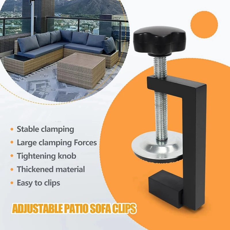 6PCS Outdoor Patio Furniture Clips,Adjustable Sectional Couch Sofa Funiture Clamps,Patio Wicker Furniture Fasteners