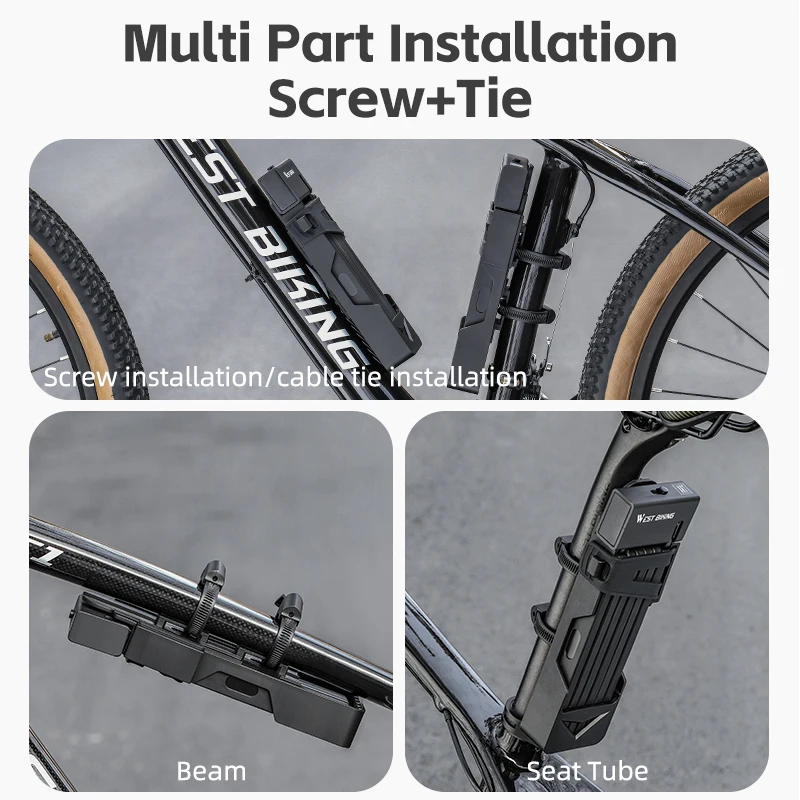 WEST BIKING Lucchetto pieghevole per bicicletta portatile Sicurezza durevole antifurto Scooter Lucchetto per bici elettrica Accessori per bici da strada MTB - immagine 2