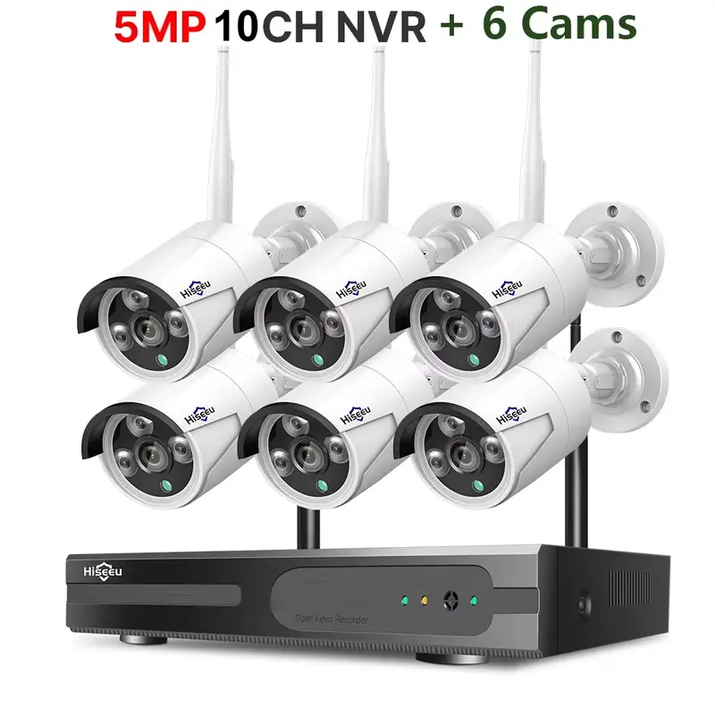 Hiseeu H.265+ 10CH NVR Wireless CCTV Exterior Camera Surveillance System 3/5MP WIFI PTZ IP Camera Set Security Bullet Camera Kit - Image 8