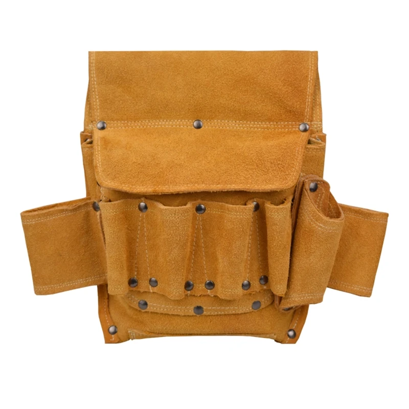 

Multipurpose Tool Waist Bag Wearable Thickened Cowhide Hardware Tool Storage Toolkit Suede Leather Professional Waist Work Pouch