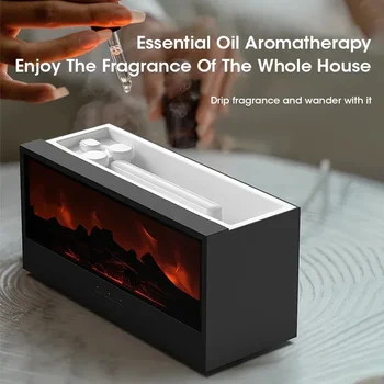 Fireplace Flame Aromatherapy Humidifier with Remote Control, 4-in-1 Intelligent Desktop Diffuser for Home Essential Oil Purifier 1