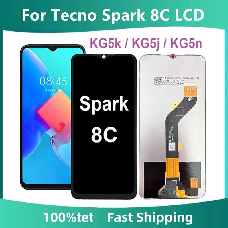 

6.6'' Display For Tecno Spark 8C LCD KG5k KG5j KG5n Display Touch Screen Digiziter Assembly For Spark8C LCD Replacement