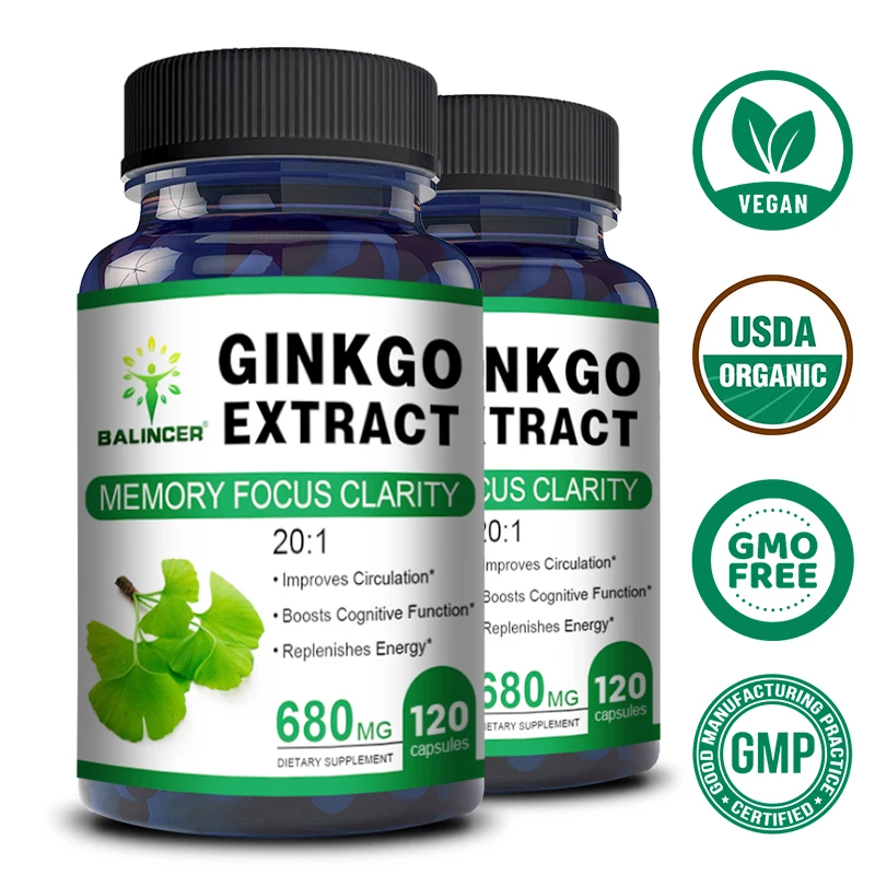 

Balincer Ginkgo Biloba Extract Vegetarian Capsules - 680 Mg Cognitive Function, Memory, Energy, Non-GMO, Gluten-Free