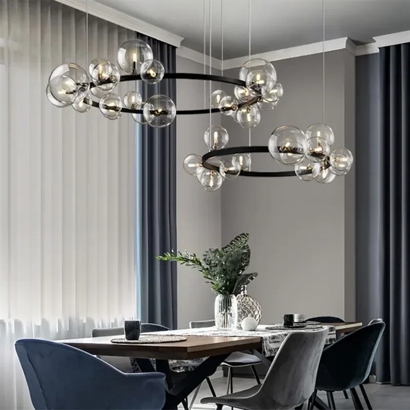 Nordic Living Room Simple Magic Bean Molecule Bubble Lamp Full Spectrum Eye Protection Bedroom Restaurant Glass Ball Chandelier led chandelier ceiling chandelier