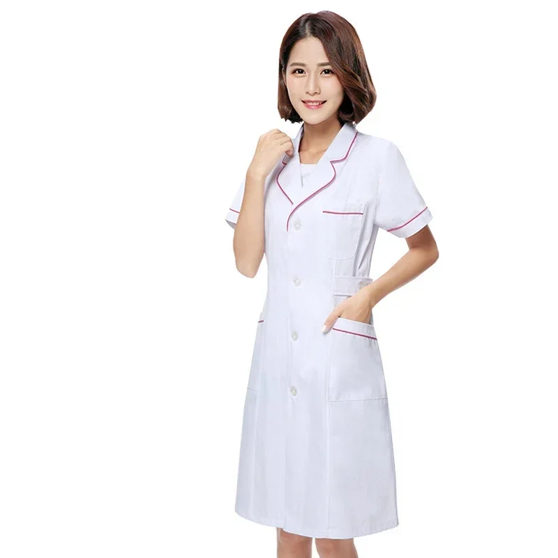 

Pink Beauty Uniform with Logo Beautician Dress Salon Work Clothes Spa Uniforms Scrubs Coat Spa White Robe Experimental Clothes