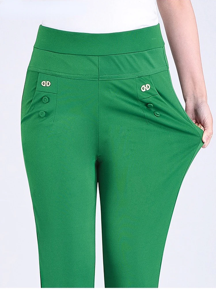 New Spring Summer Mom Straight Pants Women Candy Colors Thin Casual Baggy Pantalones High Waist Office Ankle Length Trousers