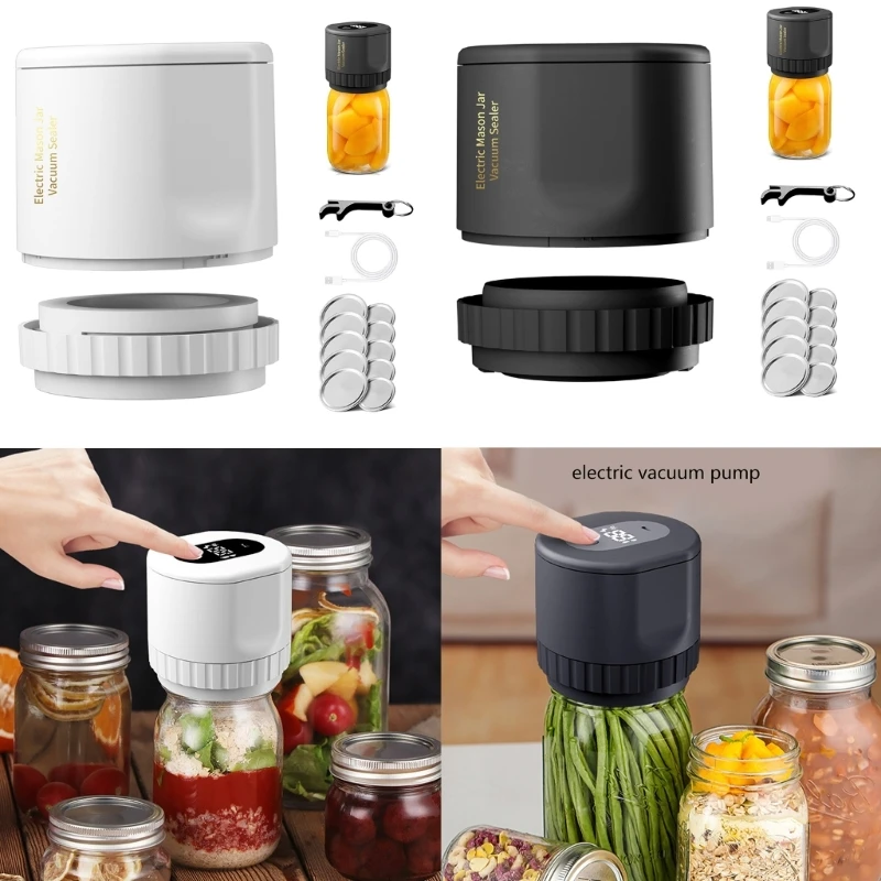 Electric Mason Jar Vacuum Sealer Kit Handheld Food Vacuum Sealing Machine Fit for Food Storage Easy One Button Operation