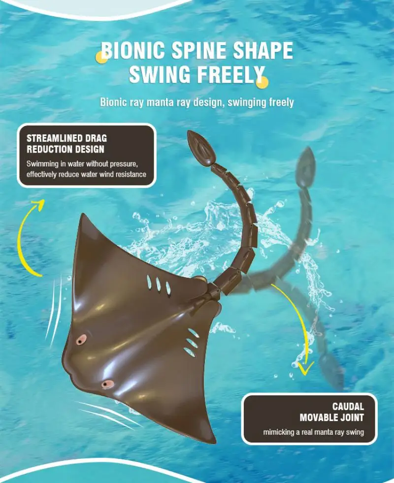 2.4G Remote Control Manta Ray Electric Toy Simulation Fish Remote Control Animal Boat Outdoor Pool Waterproof Toy Kid Party Gift 6