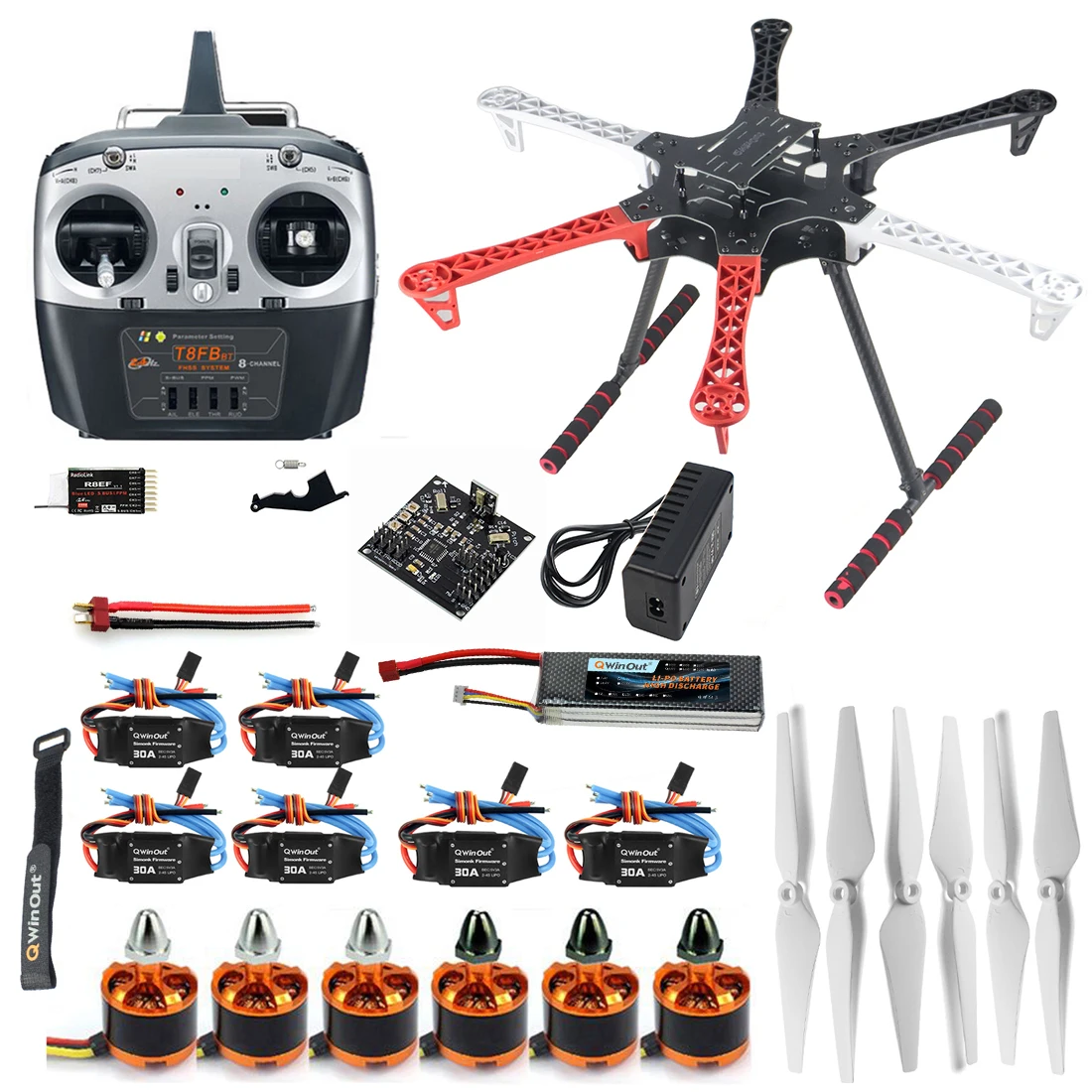 JMT DIY F550 6-Axle RC Hexacopter Drone Kit, Awinout Dunor Dtintu Owkn J0A J0