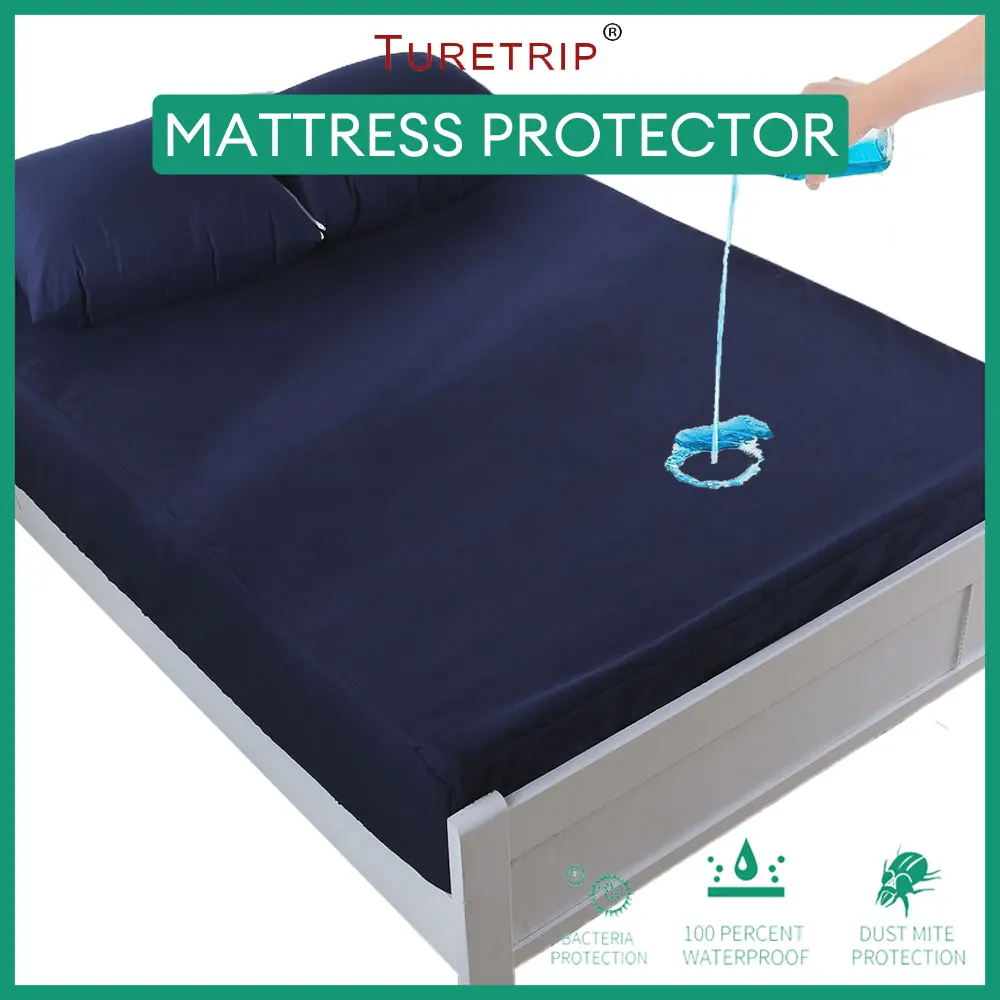 단색 방수 매트리스 커버, 시트 스타일 침대 매트리스 보호대, 진드기 방지 및 세탁 가능 