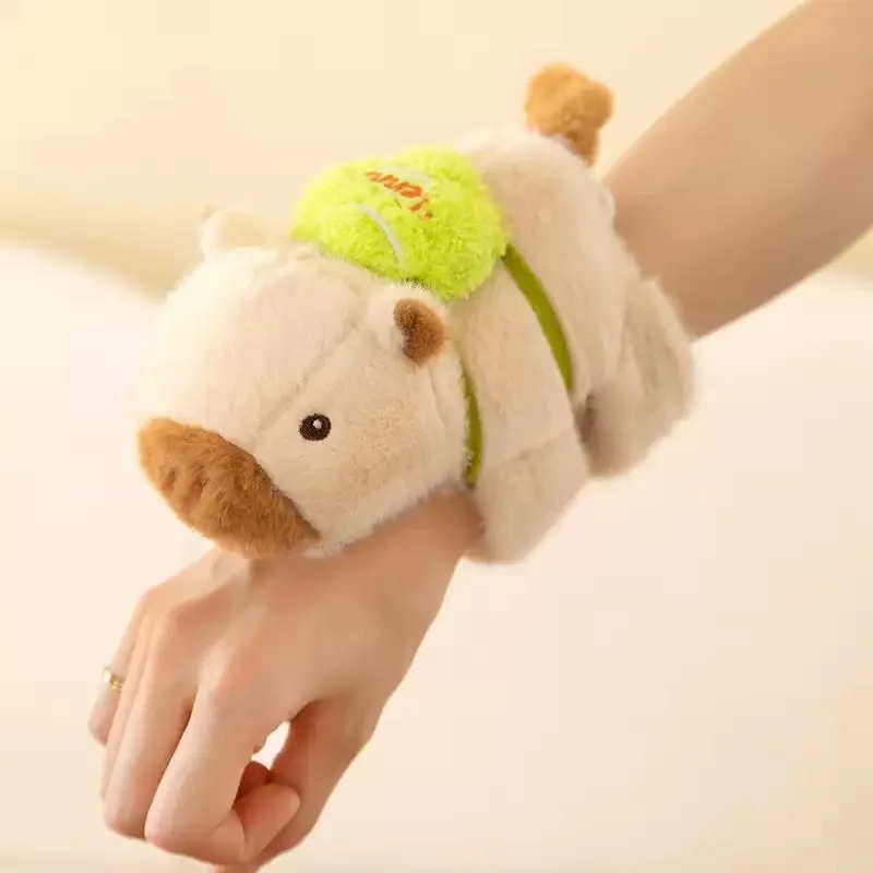 New Capybara Wristband Bracelet Kawaii Cartoon Plush Animal Capybara Clap Circle Cotton Doll Cute Children Toys Kids Funny Gifts