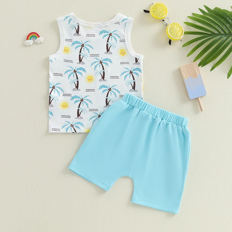 Outfits for Kids Baby Boy Beach/Baseball Print Tank Tops and Shorts Set Summer -02-19 Lioraitiin