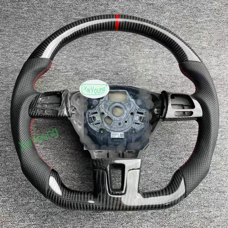 

For VW Volkswagen CC Passat (With Paddle Shifters Holes) 100% Real Carbon Fiber Steering Wheel With Leather