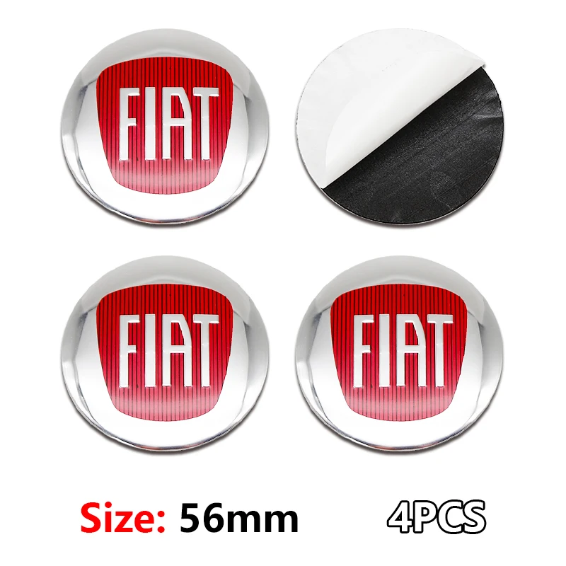 56mm 3D car emblem Wheel Center Hub auto Rim refit dust-proof badge covers sticker styling accessories 4pcs For FIAT