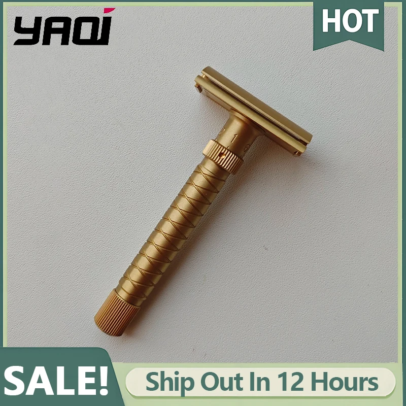 야치 100% 황동 소재 조절 가능한 더 파이널 컷 - 황동 V2 안전 면도기, 90mm 길이, 12mm 직경으로 편안한 그립감 제공