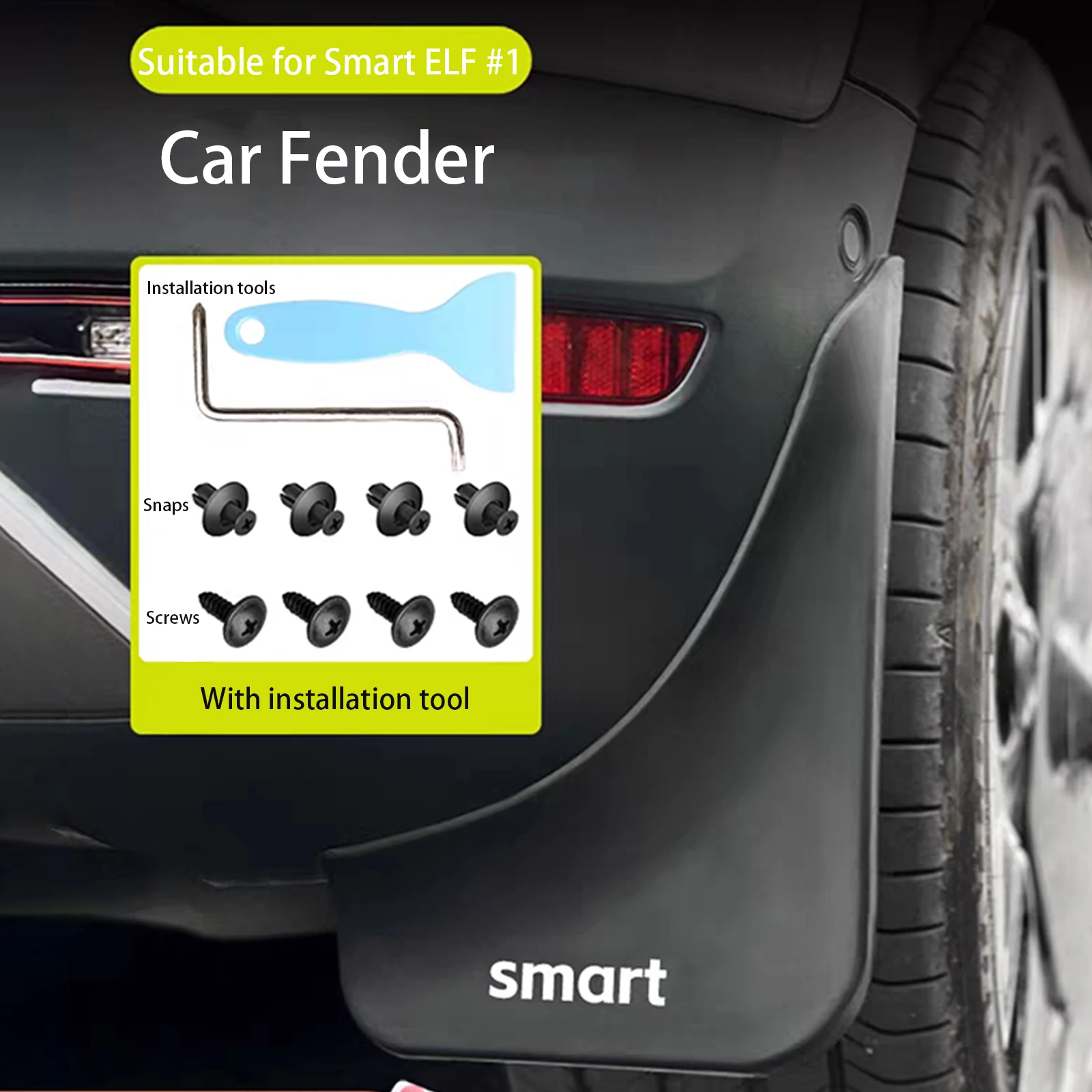 

Для 2022 2023 Smart Elf #1 Модернизированный 3D Scan TPE PP грязеотталкивающий матовый черный без сверления брызг наружные аксессуары