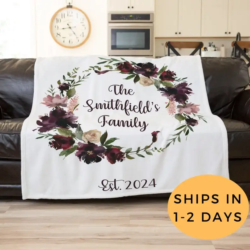 

Family Blanket, First Anniversary Gift, Personalized Wedding Blanket, New Apartment Housewarming Gift, Custom Christmas Gift, Mr