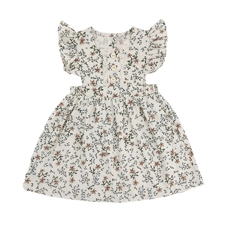 Summer Girls' Princess Dress Baby Cute Flower Pleated Sleeveless Party