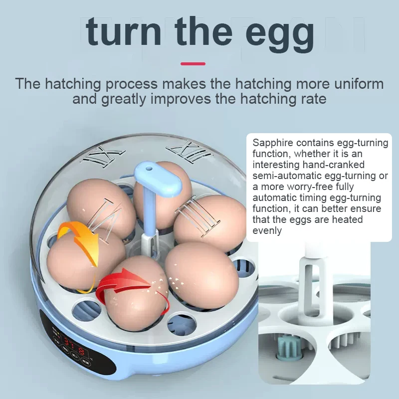 220/110V 6/18 Mini Eggs Incubator Fully Automatic Turning Hatching Brooder Farm Bird Quail Chicken Poultry Farm Hatcher Turner