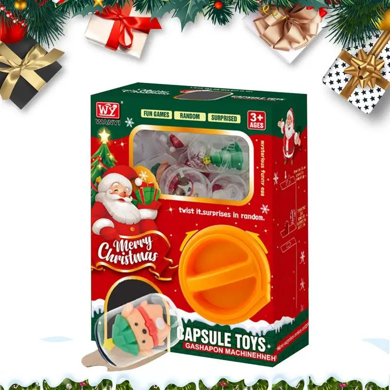 Christmas Egg Twisting Machine Toy Xmas Theme Capsule Dolls Catching Toy Mini Claw Machine For Kids favor Christmas Gift Box New 5