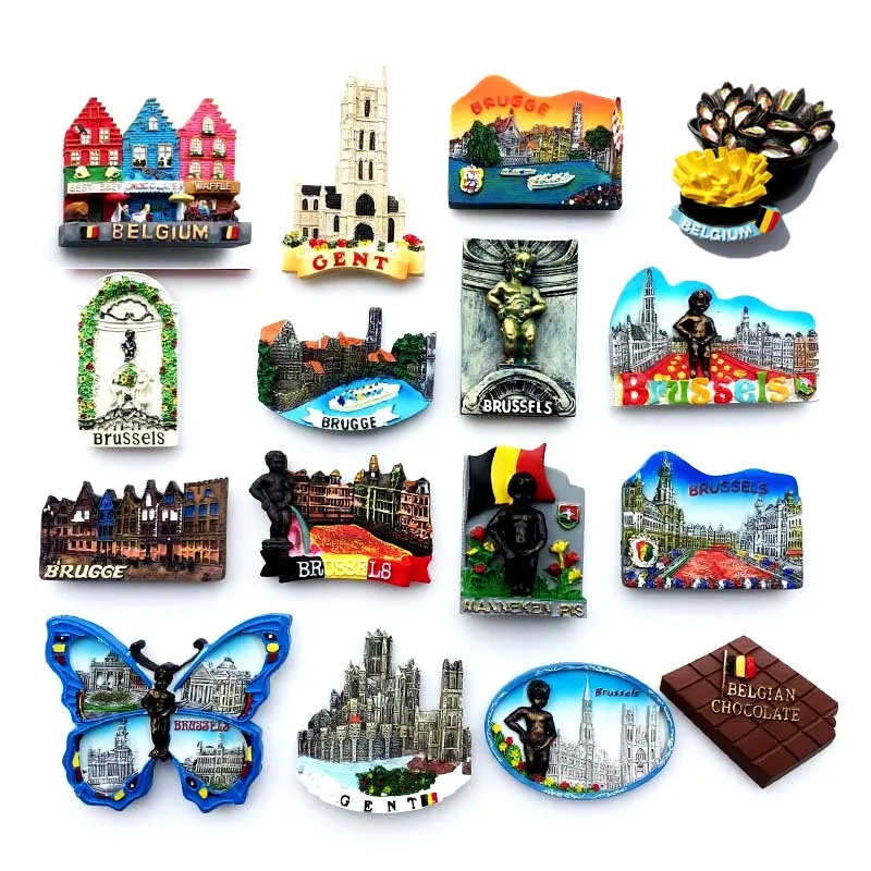 

Belgium Brugge Brussels Fridge Magnets Tourism Souvenir Decorative Magnets for The Refrigerator Magnetic Stickers Resin Crafts