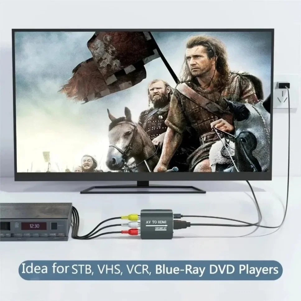Wrugste RCA to HDMI Converter, AV to HDMI Adapter, Composite Adapter 1080P, PAL/NTSC Compatible with WII/WII U/PS One/PS2/PS3/STB/Xbox/VHS/VCR/Blue-Ray DVD