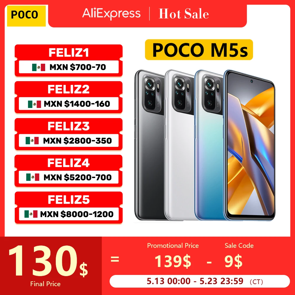

POCO M5s 4G Global Version Smartphone 6+128G MTK G95 Octa Core 64MP Quad Camera 6.43" AMOLED 60Hz 5000mAh 33W Fast Charging NFC