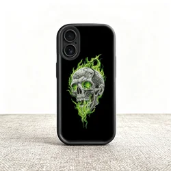 Skull Flame Embroidery Black Soft Shell Phone Case with Lens Protection - iPhone 14 Plus ( 2)