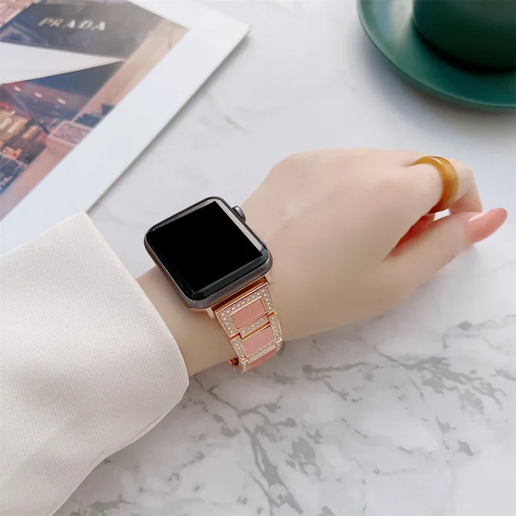 2025 hochwertiges, luxuriöses, mit Diamanten besetztes Edelsteinarmband für Apple Watch Ultra1/2 49 mm S10/S9/S8/S7-S3 für iwatch Serie 46/45/44/42 – Detail 4