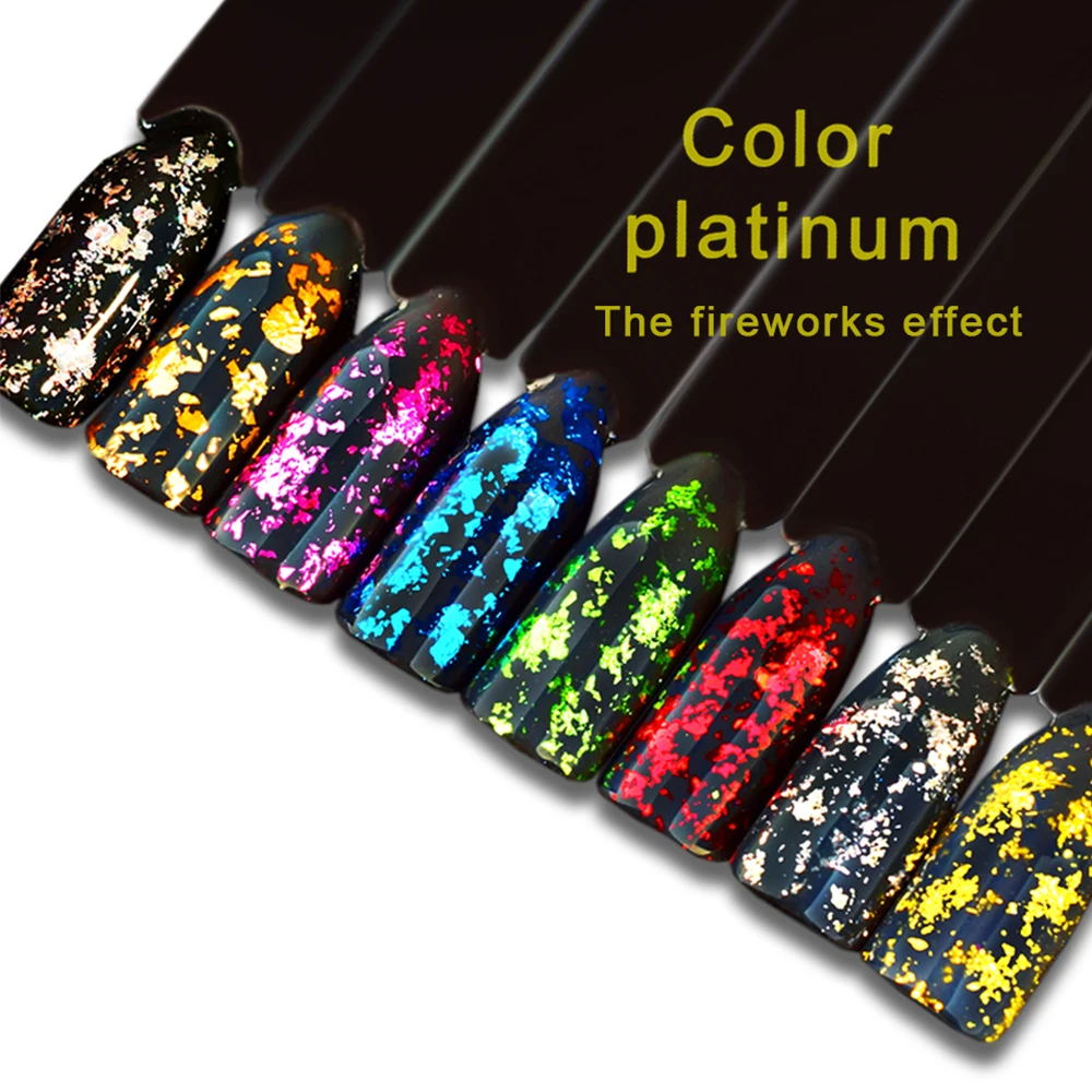 Magic Mirror Chameleon Glitter Nail Flakes Sequins Powder Gold Silver Red Irregular Paillette Nail Decoration SACB01-08