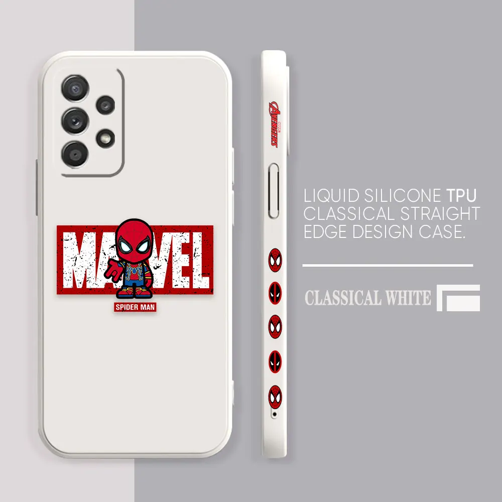 thumbnail image 1 of Funda para Samsung Galaxy A91 A73 A72 A71 A53 A52 A51 A42 AO3S 4G 5G funda de silicona líquida Simple estampado de Marvel Spider-Man Deadpool, 1 of 5