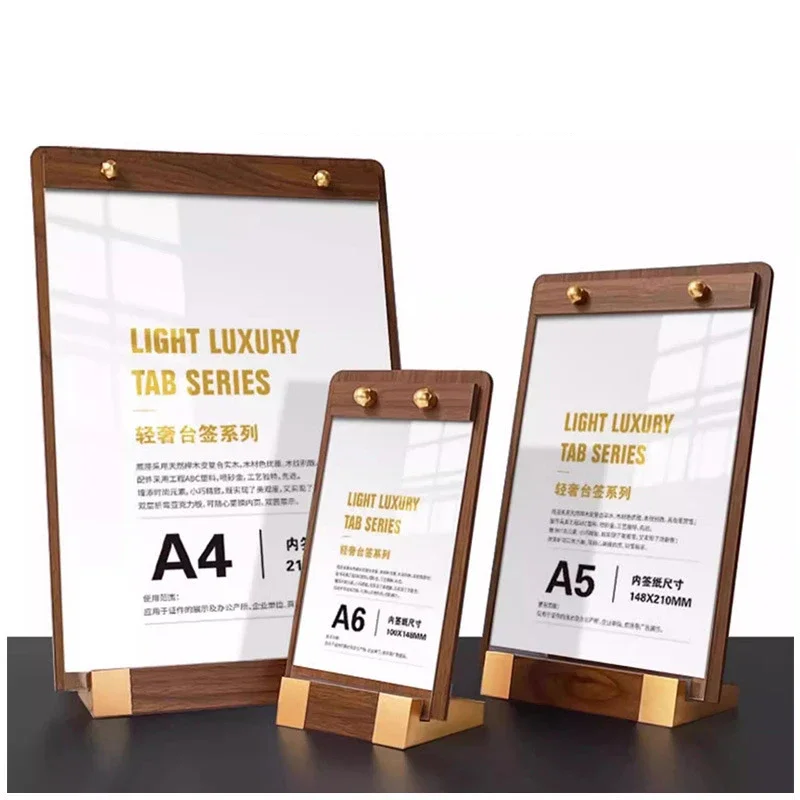 Writing Clipboard Solid Walnut Wood Menu Clipboard A4/A5 Solid Wood Display Board High-grade Coffee Price List Menu Display Board Design Printing