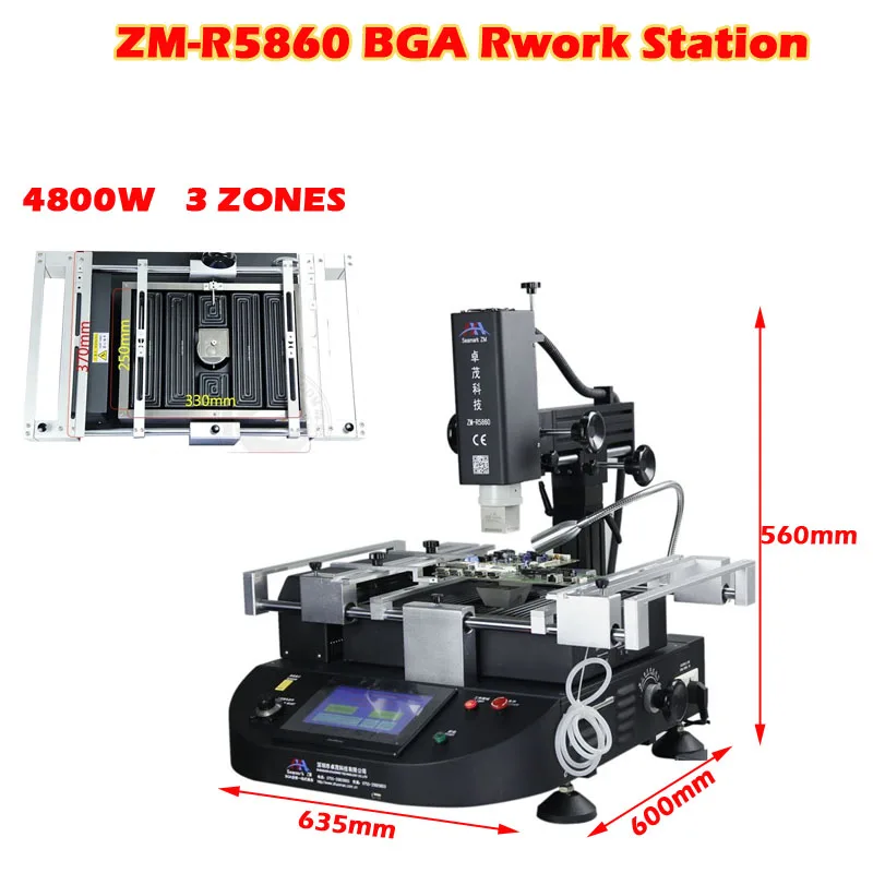 ZM-R5860 BGA Soldering Station 3 Zones Rework Machine for Phone Repair with Microscope CCD Camera 4800W 220V