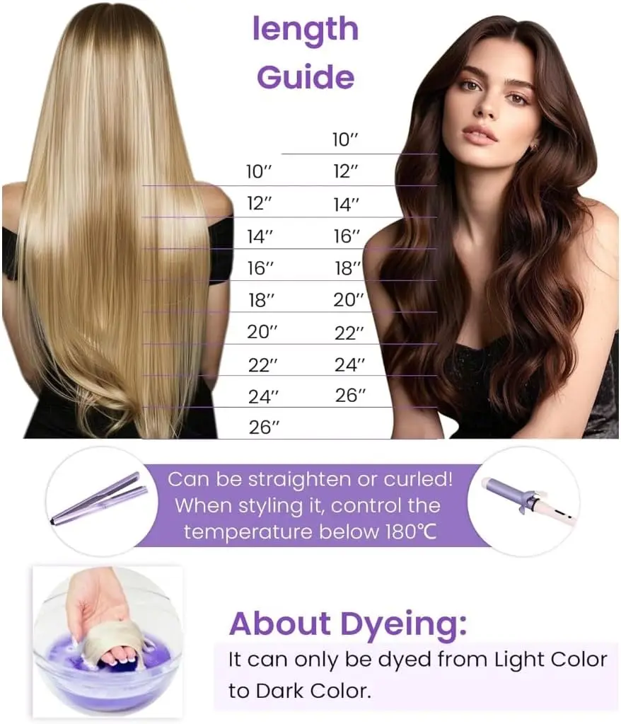 Remy Nail U-Tip Haarverlängerungen 100% Echthaar Maschinell Keratin-Beschichtet Glattes Haar Klebstofffrei Einfache Installation DIY-Set für Salon – Detail 8