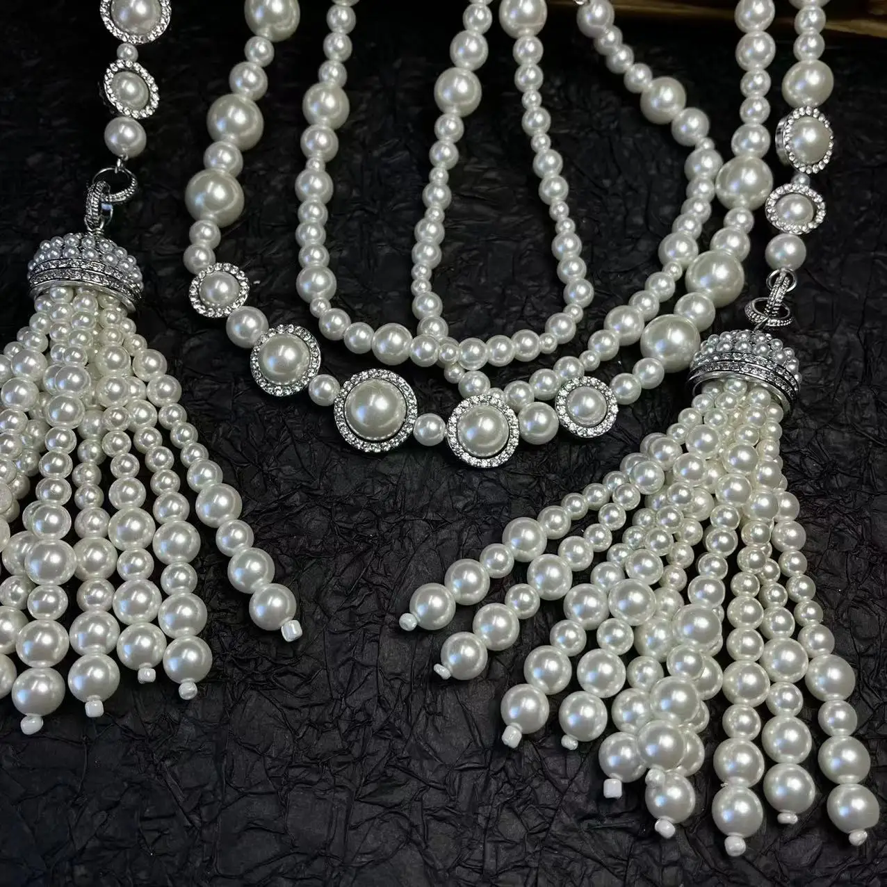 Middle French style small fragrant pearl tassel necklace waist chain