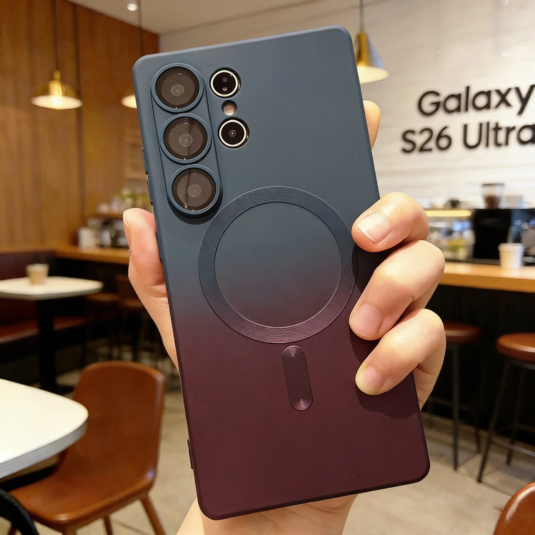 Gradient Color Silicone Phone Case with Wireless Charging and Glass Lens Camera Cover