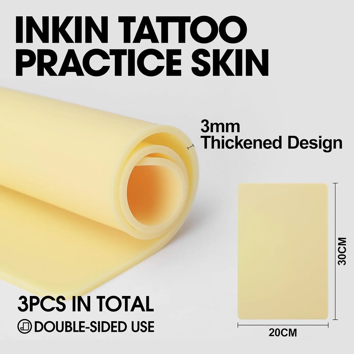 3mm EZ Tattoo Practice Skin Tattoo Fake Skin A4 20&times;30cm Silicone Double Sides Thickness Silicone Microblading Eyebrow Permanent