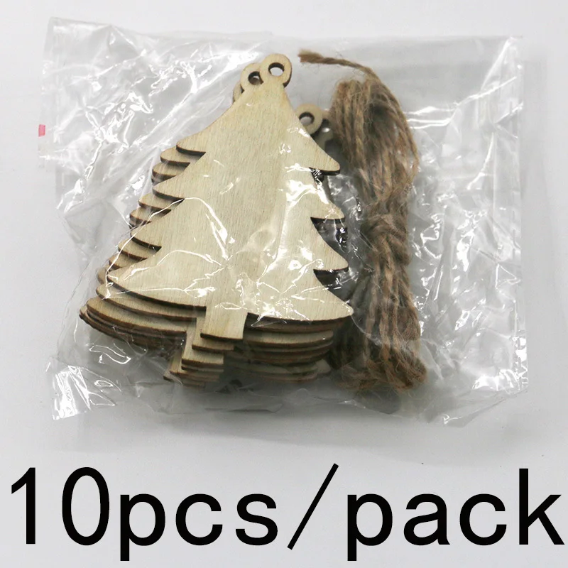 (10 Pcs/pack)7*5.5cm Christmas Tree Piece DIY Model Painted Card Christmas Decoration Creative Home Pendant Wishing Board