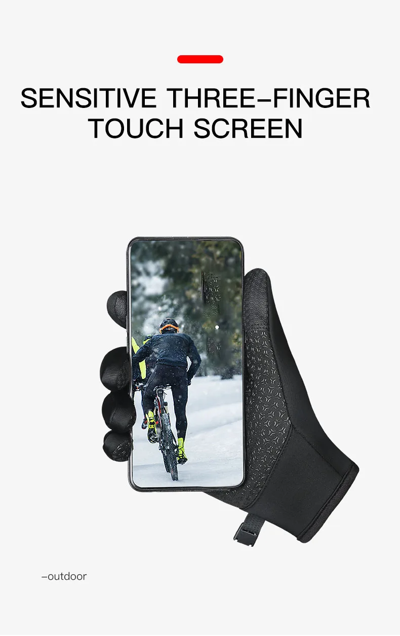 Touchscreen-warme Handschuhe, Outdoor, Radfahren, Fahren, Motorrad, wasserdicht, kalte Handschuhe, winddicht, rutschfest, für Damen und Herren, Winter-Skihandschuh – Detail 5
