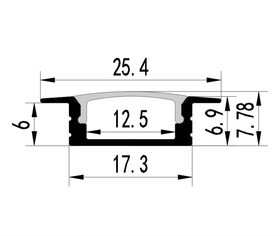 0.5m/pcs Anodized aluminium extrusion led strip lights heatsink channel diy indoor lighting recessed led profile 2m pcs aluminium channel led profiles 17mm wide led stripe profile indoor led extrusion lighting profile