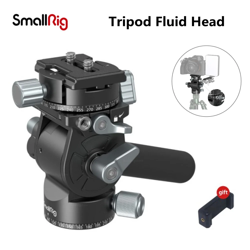 【いです】 Fluid Tripod Head for DSLR Cameras， Aluminum Alloy Tripod Head Mount with Quick Release