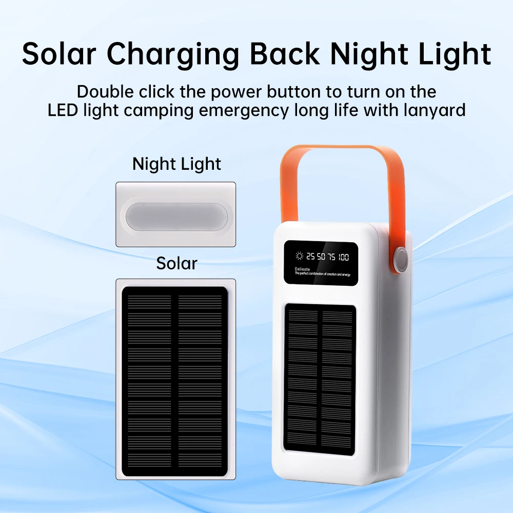 18650 Lithium Battery 28PCS DIY Mobile Power Case 22.5W Fast Charging Battery Box Solar LED Camping Light