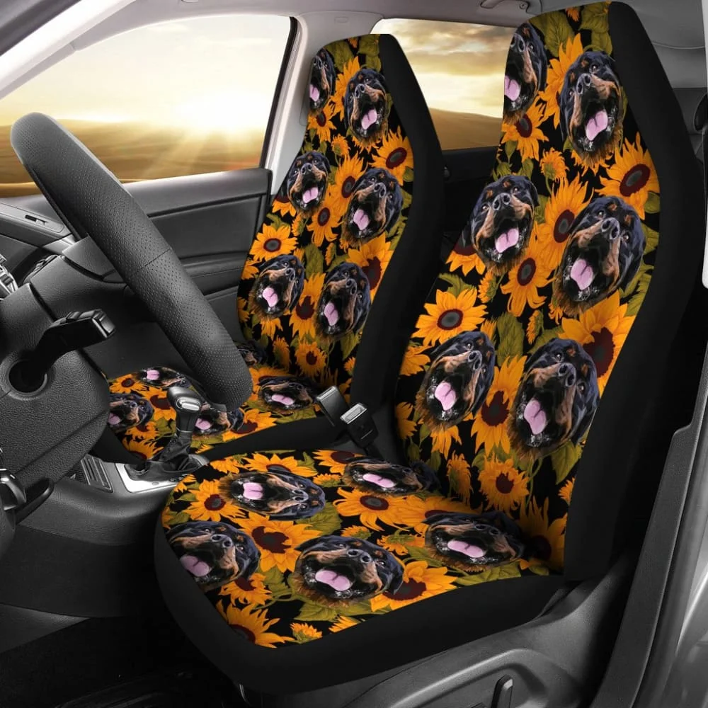 

Trendy Car Seat Covers Unique Sunflower Rottweiler Dog 210702,Pack of 2 Universal Front Seat Protective Cover